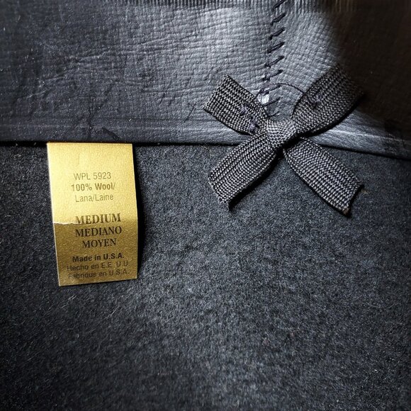 New York Hat Co Top Hat Women's M Wool Felt Classic Black Short Crown Flower Pin - Picture 12 of 16